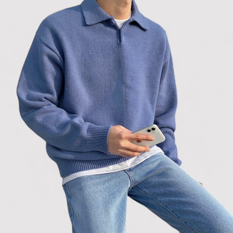 Flavien Wool Half-Zip Sweater | Men's Button-Accent Warm Knit
