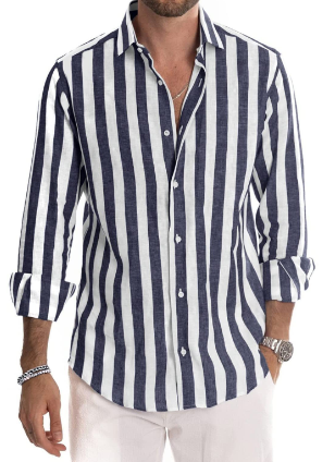 Harland Men’s Long-Sleeve Polo Shirt | Stylish Striped Design