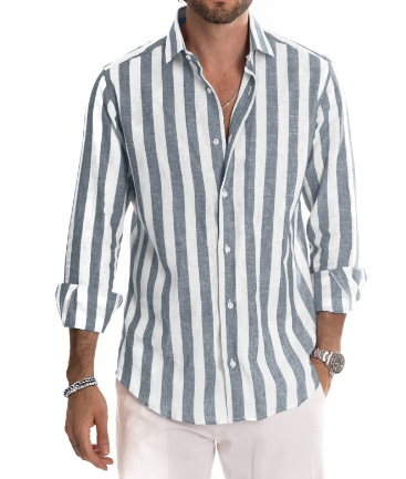 Harland Men’s Long-Sleeve Polo Shirt | Stylish Striped Design