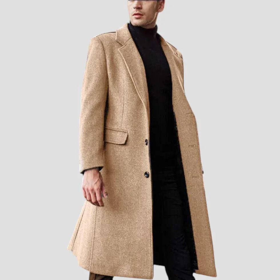 Karl Overcoat | Men's Winter Wool Blend Classic Button-Front Coat
