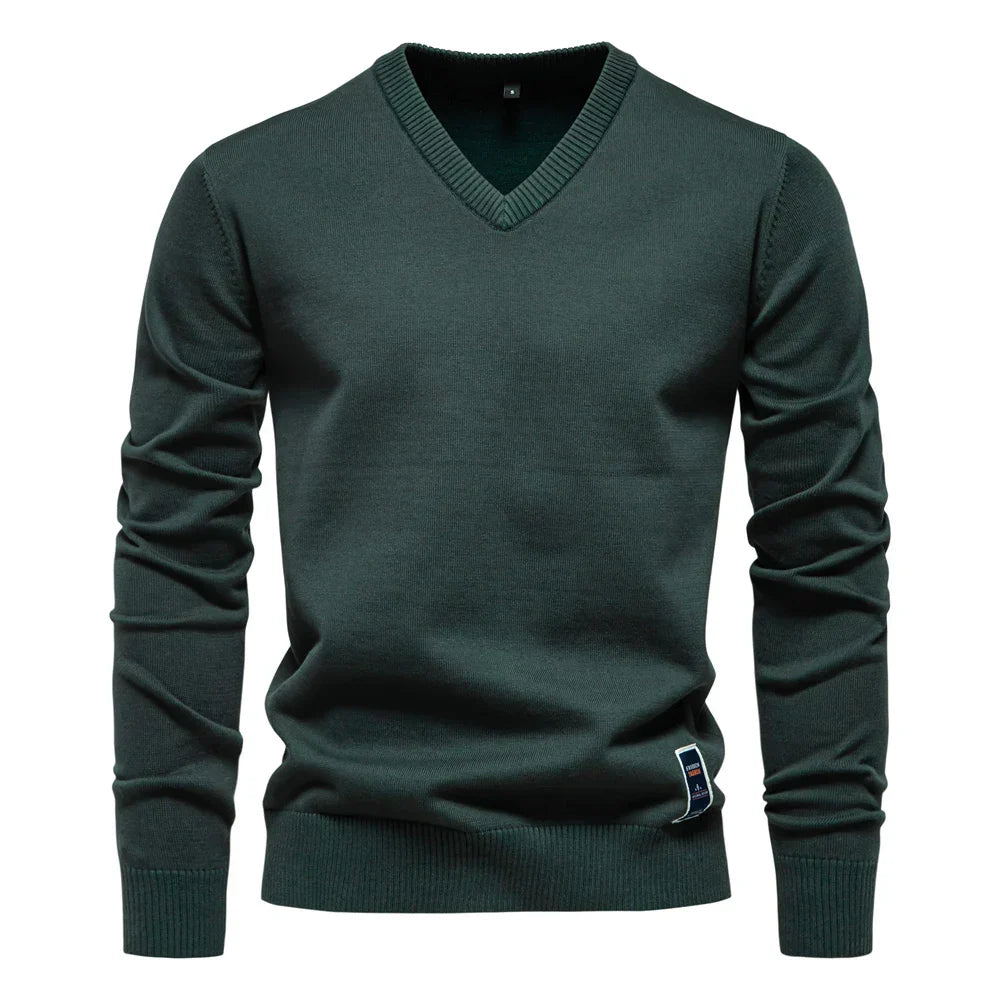 Ifran Sweater | Jerry Men's Solid V-Neck Pullover