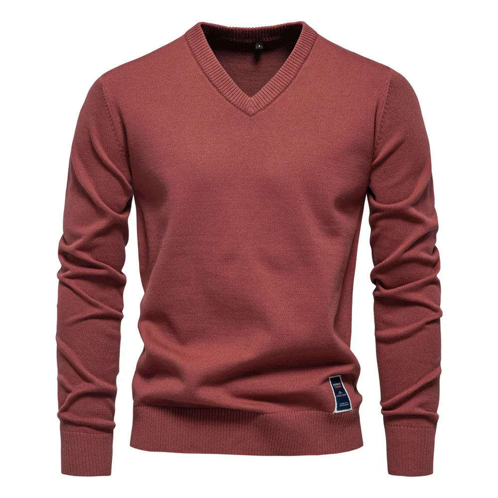 Ifran Sweater | Jerry Men's Solid V-Neck Pullover