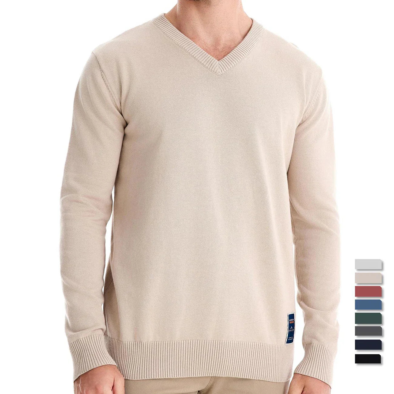 Ifran Sweater | Jerry Men's Solid V-Neck Pullover