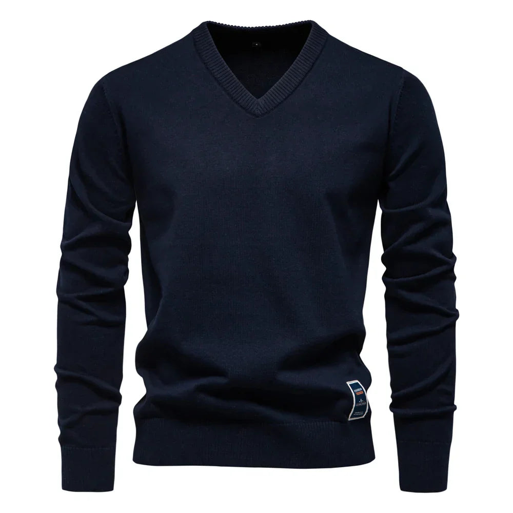 Ifran Sweater | Jerry Men's Solid V-Neck Pullover