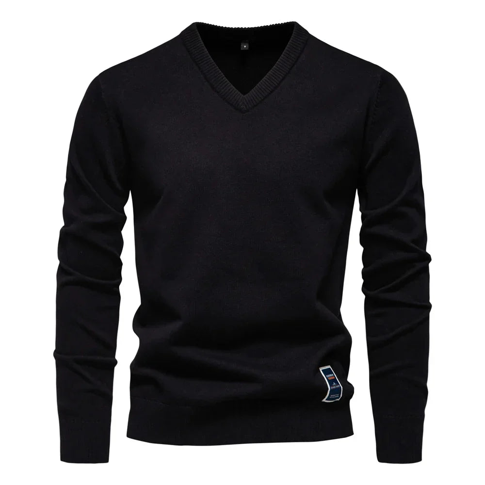 Ifran Sweater | Jerry Men's Solid V-Neck Pullover