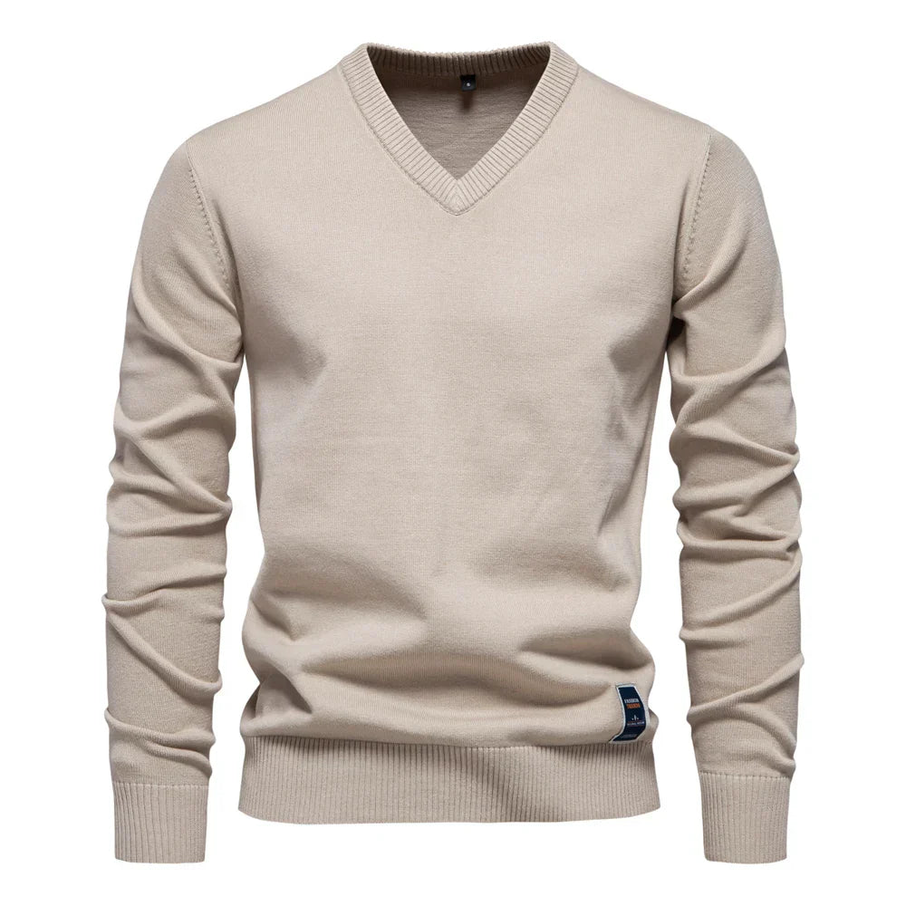 Ifran Sweater | Jerry Men's Solid V-Neck Pullover