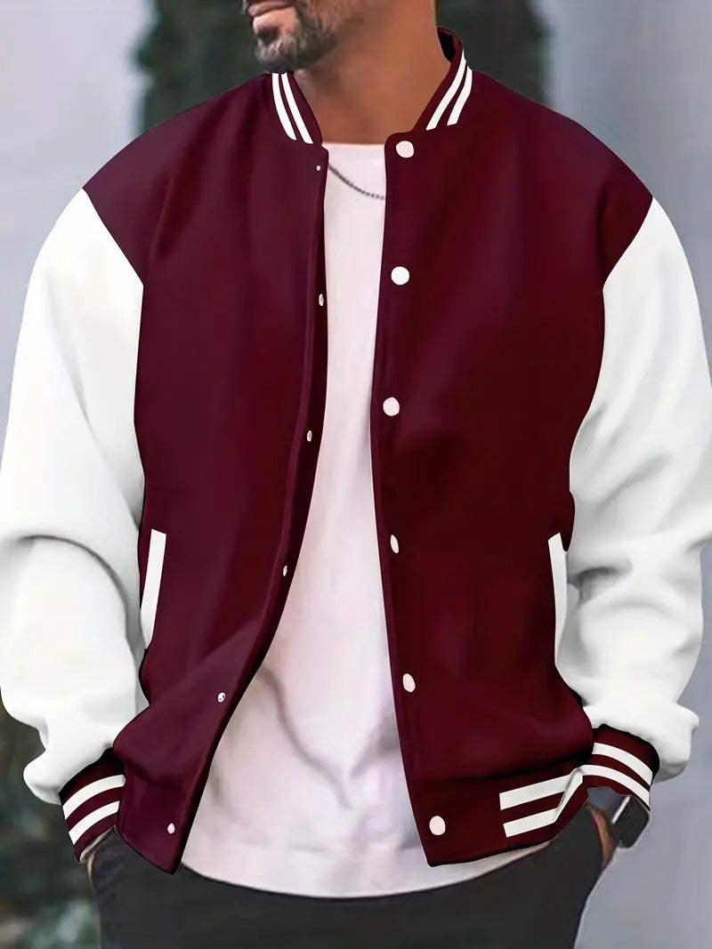 Jahlon Men’s Jacket | Baseball-Style Zip-Up Jacket with Ribbed Collar and Side Pockets for Autumn