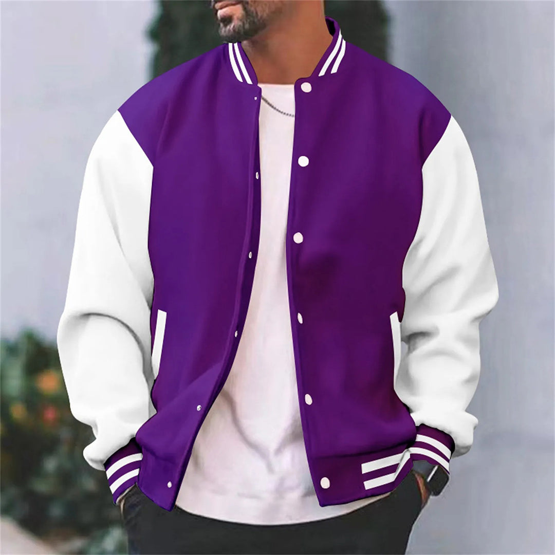Jahlon Men’s Jacket | Baseball-Style Zip-Up Jacket with Ribbed Collar and Side Pockets for Autumn