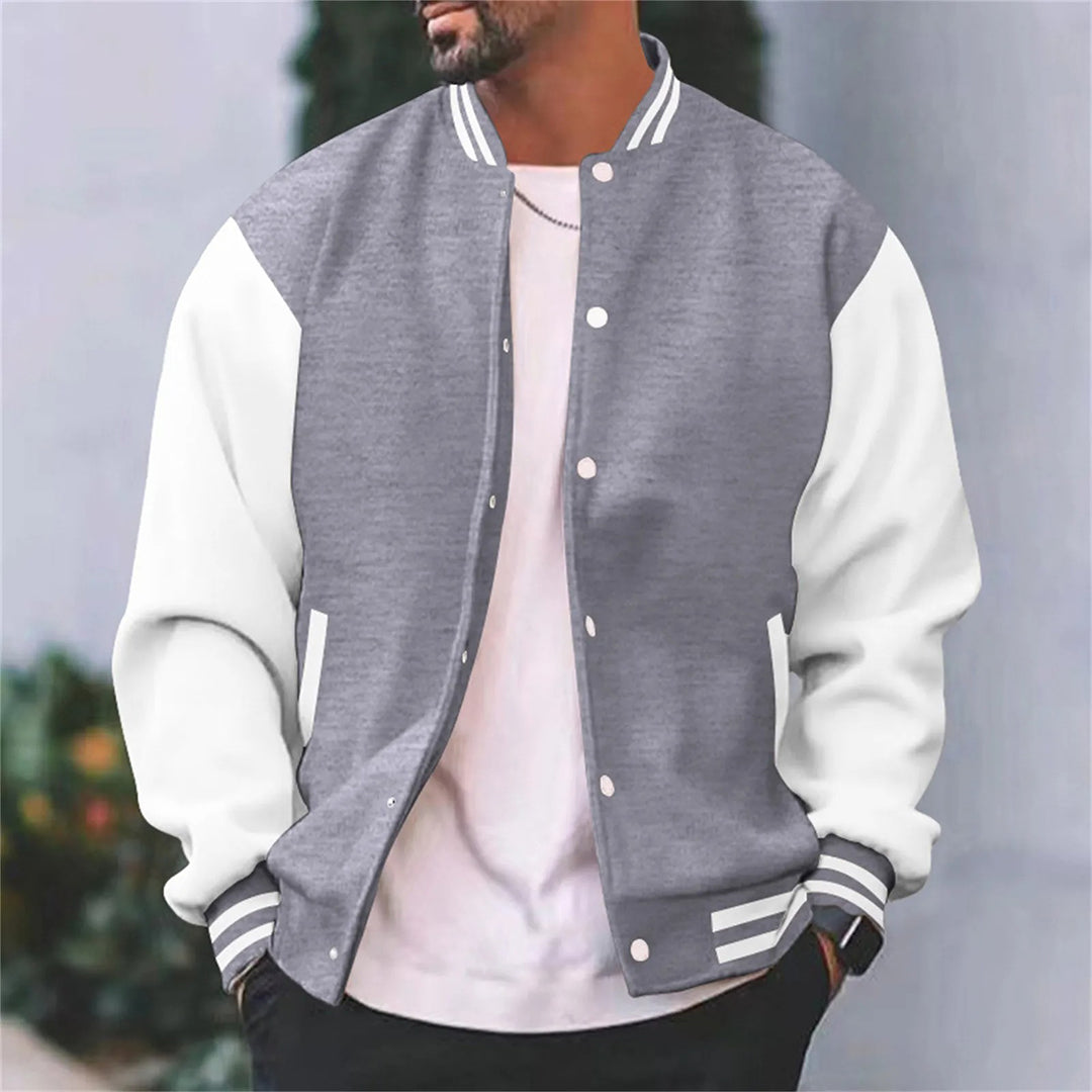 Jahlon Men’s Jacket | Baseball-Style Zip-Up Jacket with Ribbed Collar and Side Pockets for Autumn