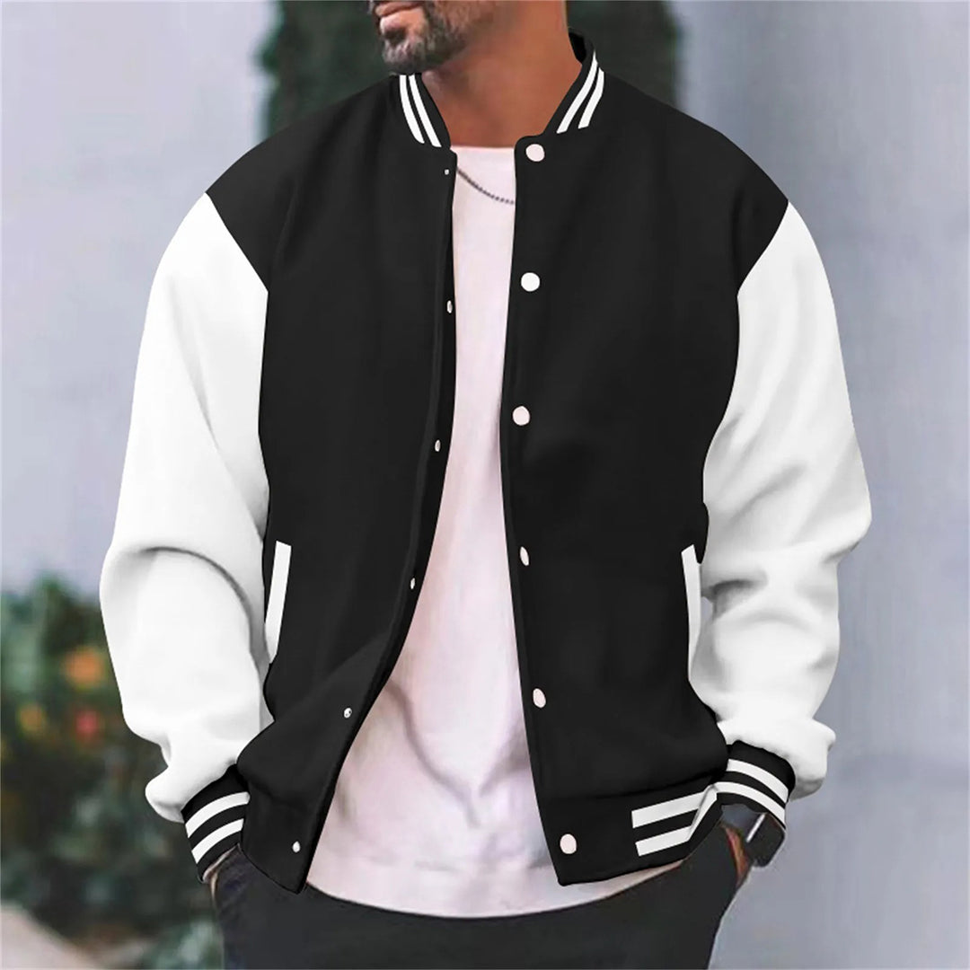 Jahlon Men’s Jacket | Baseball-Style Zip-Up Jacket with Ribbed Collar and Side Pockets for Autumn