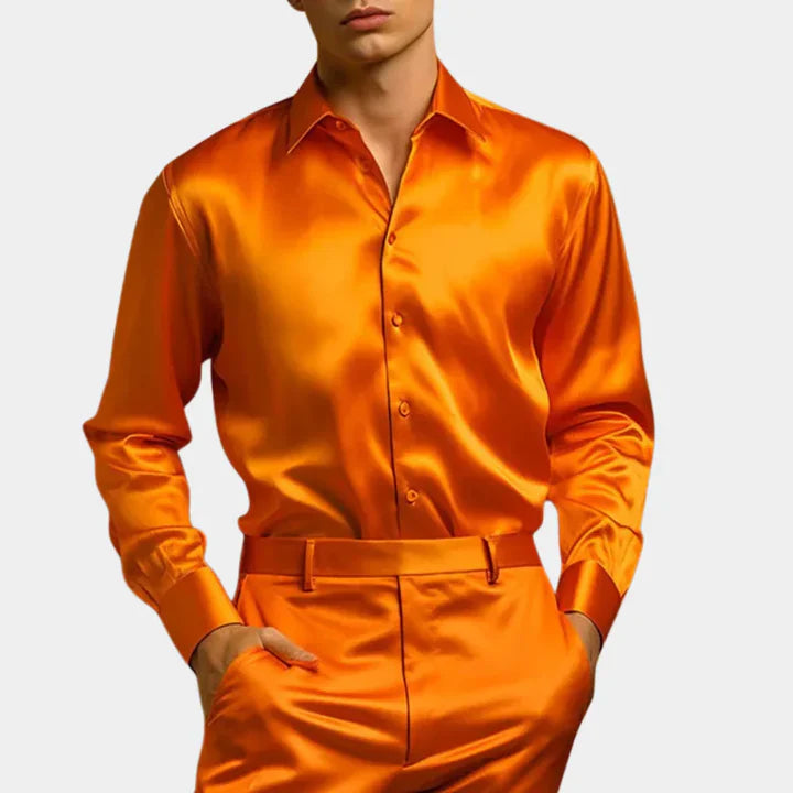 Janis Men’s Shirt | Stretch Cotton Long Sleeve Shirt with Button Front and Classic Collar for Autumn