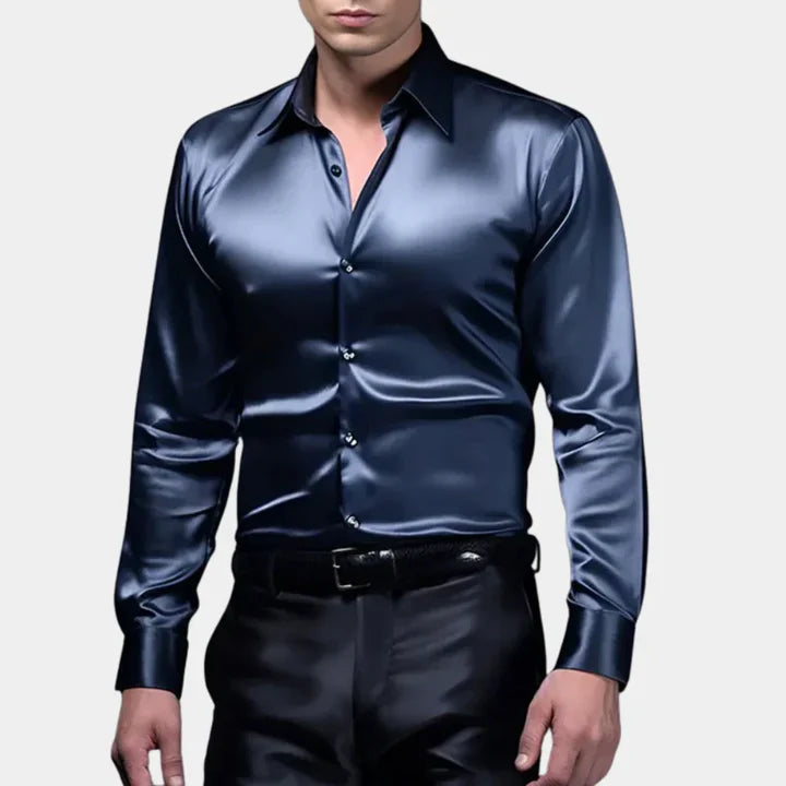 Janis Men’s Shirt | Stretch Cotton Long Sleeve Shirt with Button Front and Classic Collar for Autumn