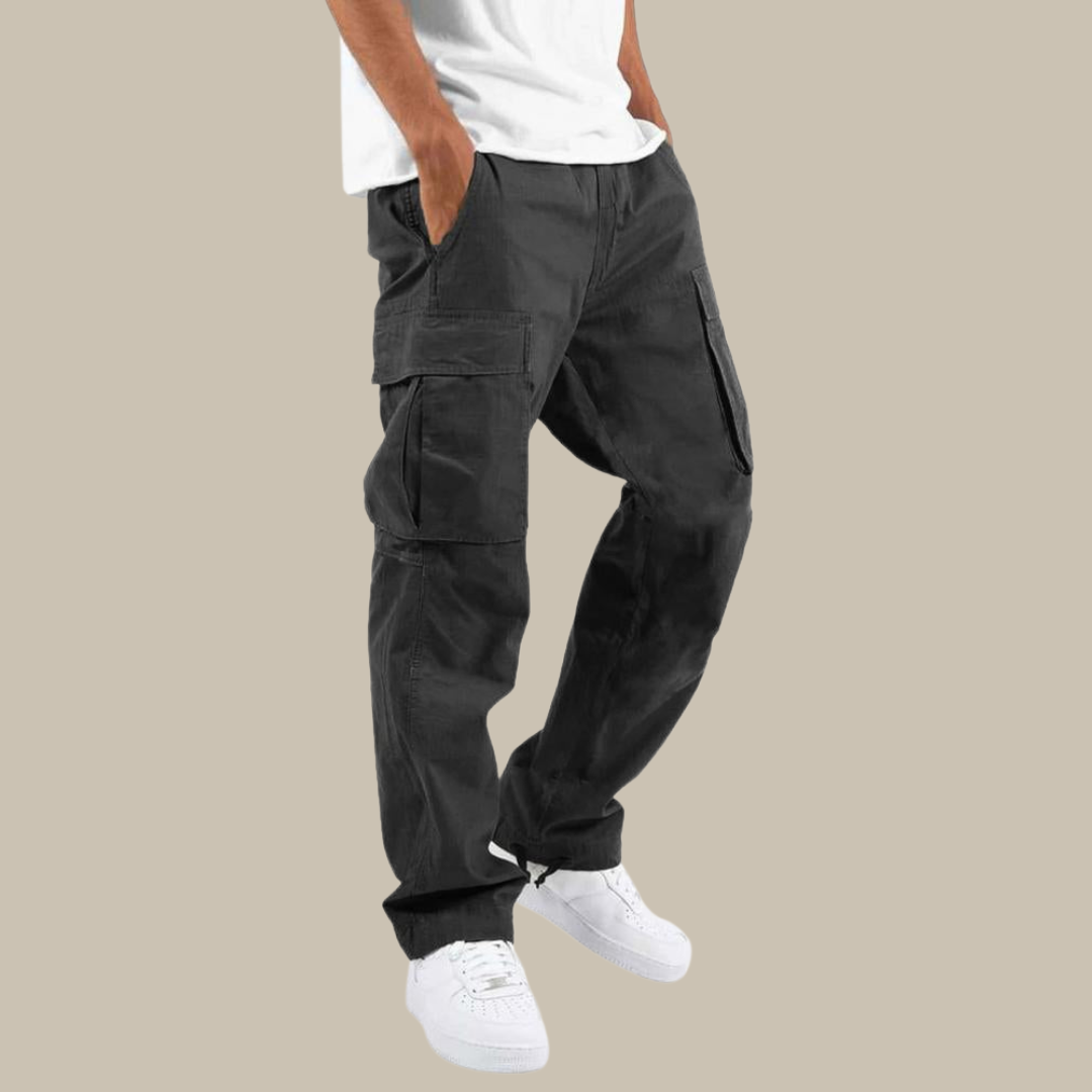 Jatiel Men’s Trousers | Cargo Trousers with Elastic Waistband, Multiple Pockets, and Cuffed Hem for Autumn