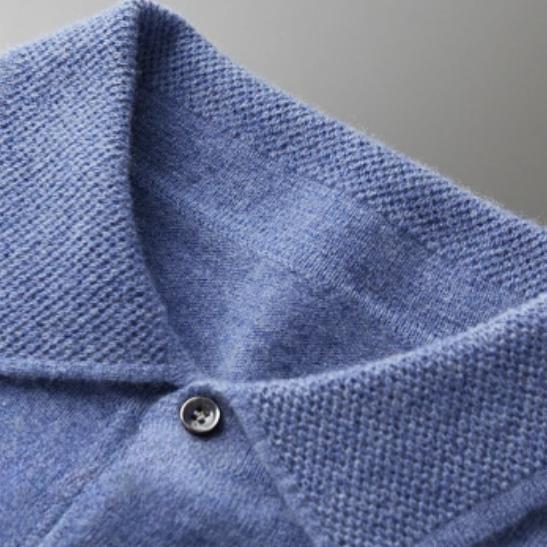 Jace Men’s Sweater | Knitted Polo Sweater with Collar and Button Placket for Autumn