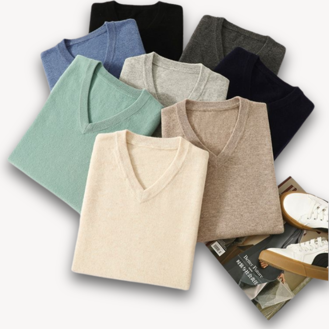 Khyran Men’s Jumper | Cashmere V-Neck for Autumn