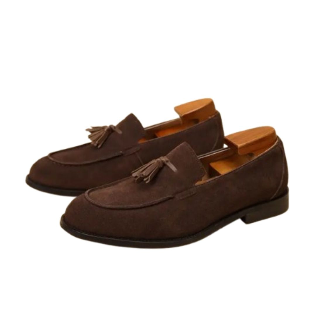 Kellan Loafers | Men's Leather Vintage Fringed Slip-On Shoes