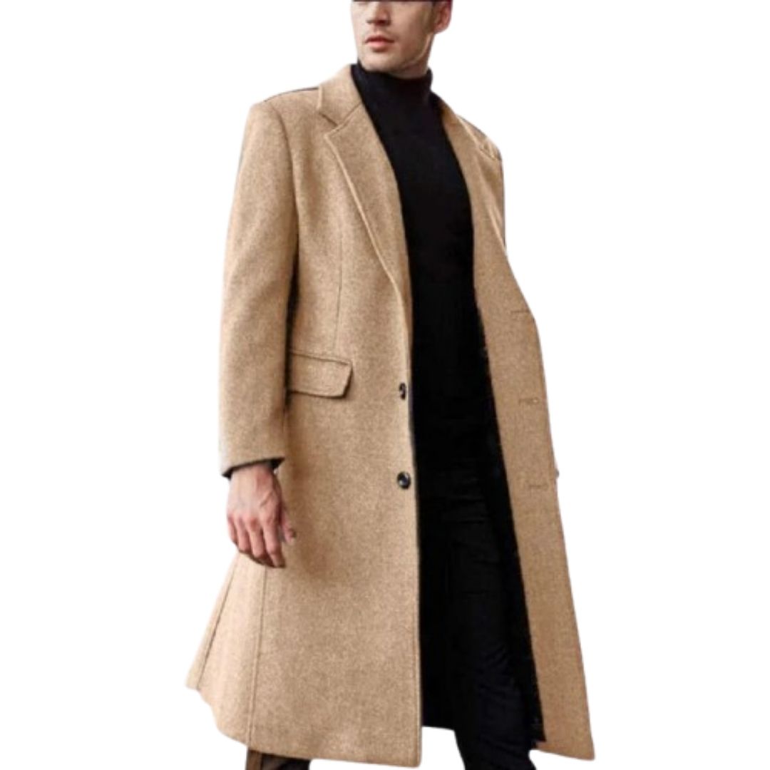 Karl Overcoat | Men's Winter Wool Blend Classic Button-Front Coat
