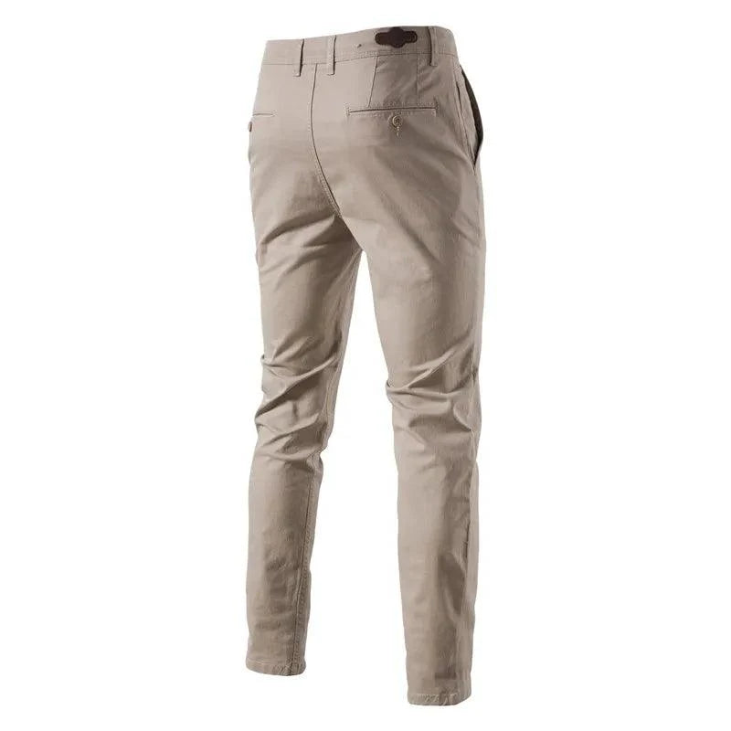 Karl Men’s Trousers | Slim Fit Cotton Trousers with Belt Loops, Side Pockets, and Back Pockets for Autumn
