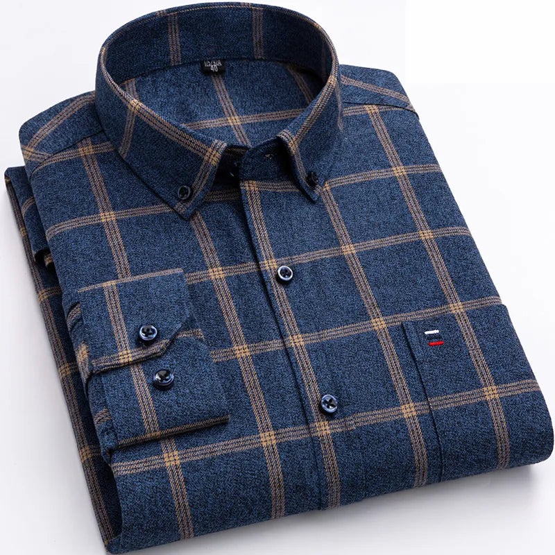 Kalvin Shirt | Men's Autumn Long Sleeve Plaid Button-Up Shirt