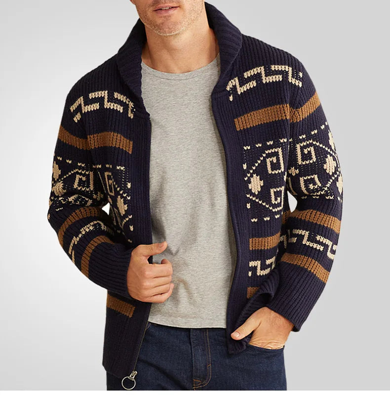 Ledley Men’s Cardigan | Patterned Knit Cardigan for Autumn