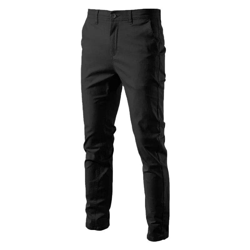 Karl Men’s Trousers | Slim Fit Cotton Trousers with Belt Loops, Side Pockets, and Back Pockets for Autumn