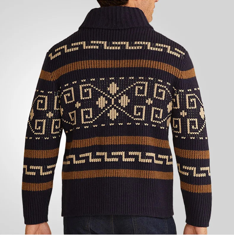 Ledley Men’s Cardigan | Patterned Knit Cardigan for Autumn