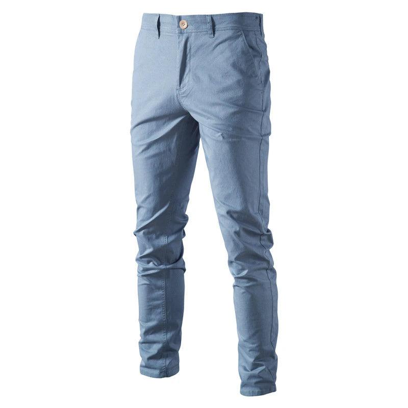 Karl Men’s Trousers | Slim Fit Cotton Trousers with Belt Loops, Side Pockets, and Back Pockets for Autumn