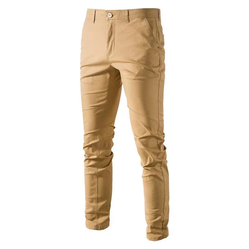 Karl Men’s Trousers | Slim Fit Cotton Trousers with Belt Loops, Side Pockets, and Back Pockets for Autumn