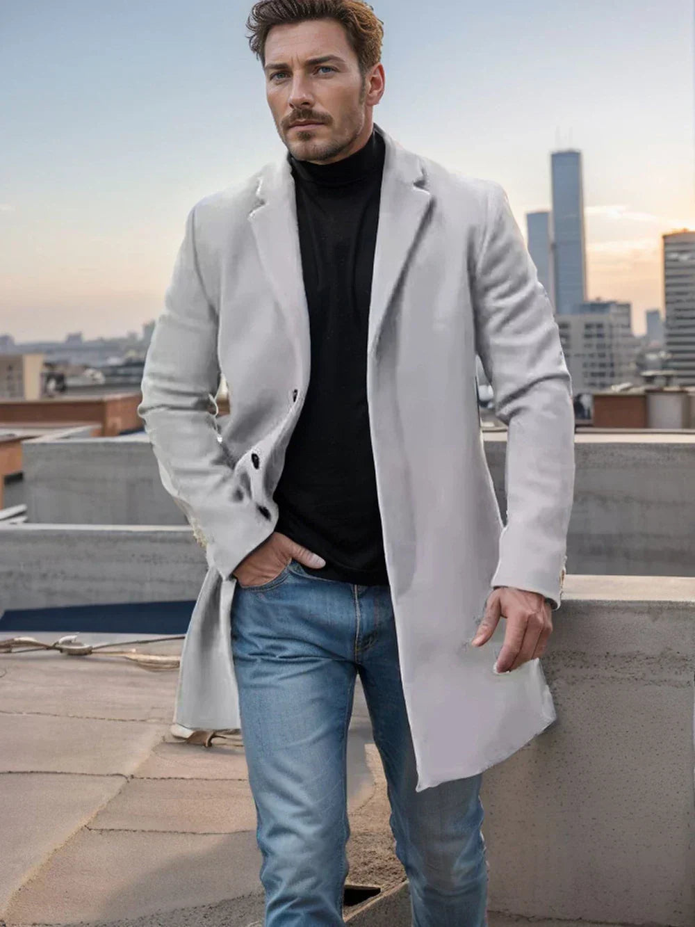 Langford Men’s Coat | Knee-Length Overcoat for Autumn
