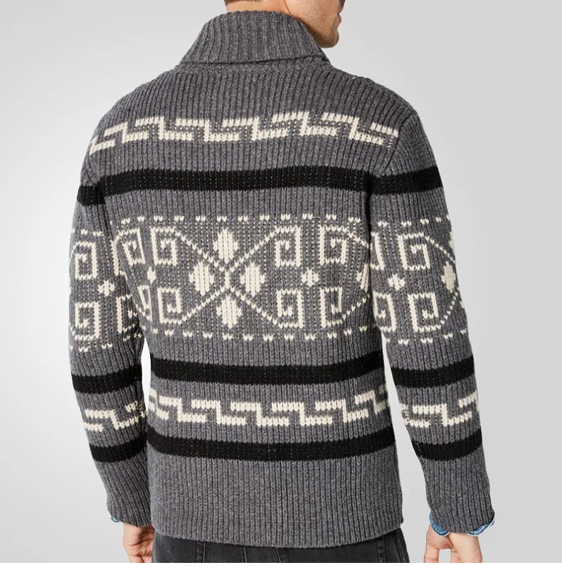 Ledley Men’s Cardigan | Patterned Knit Cardigan for Autumn