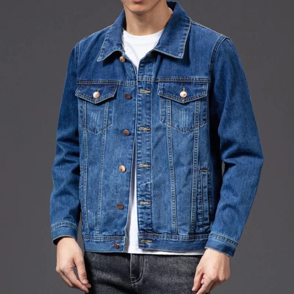 Jalik Men’s Jacket | Classic Blue Denim Jacket with Button Front and Chest Pockets for Autumn
