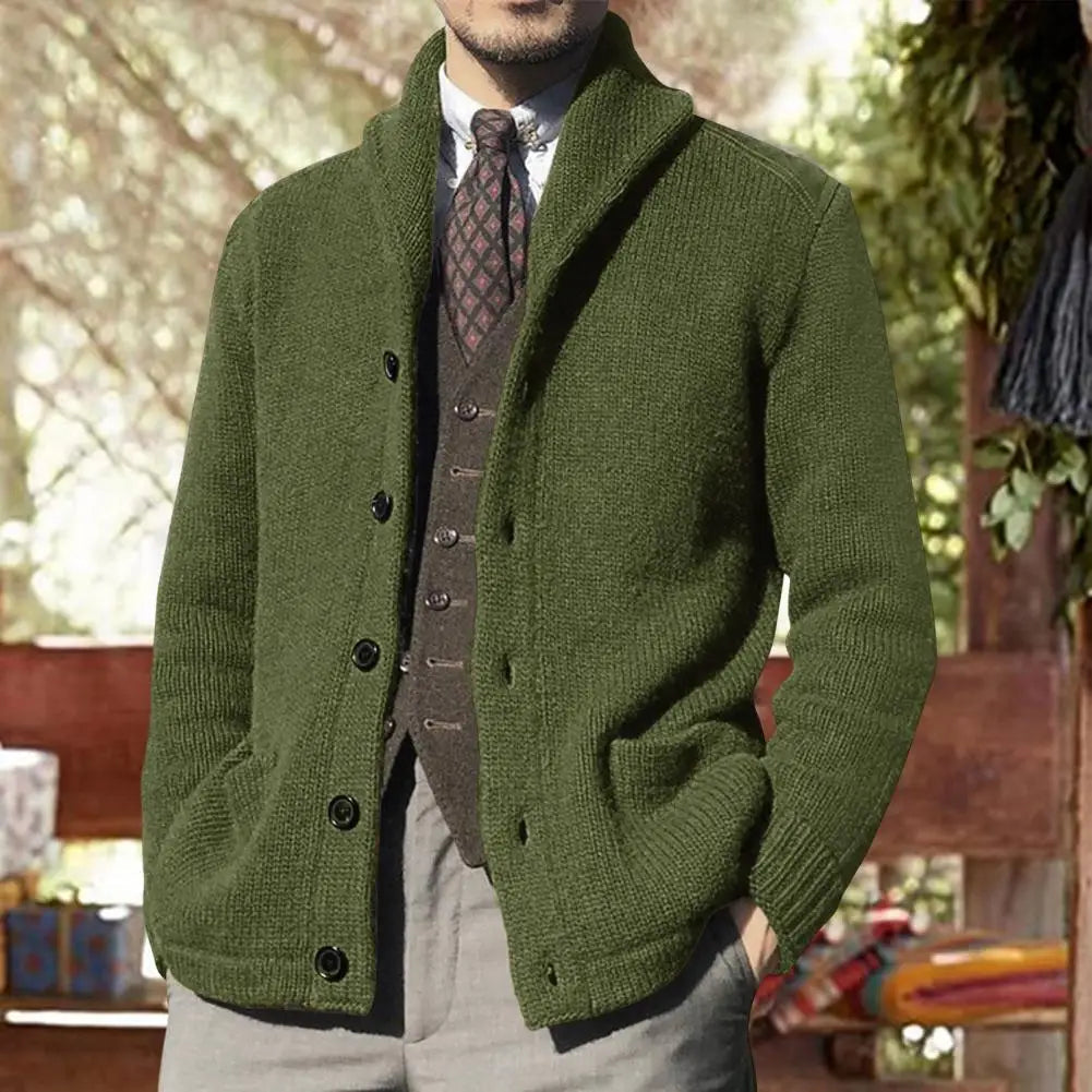 Matthias Men’s Cardigan | Wool-Blend Shawl Collar for Autumn