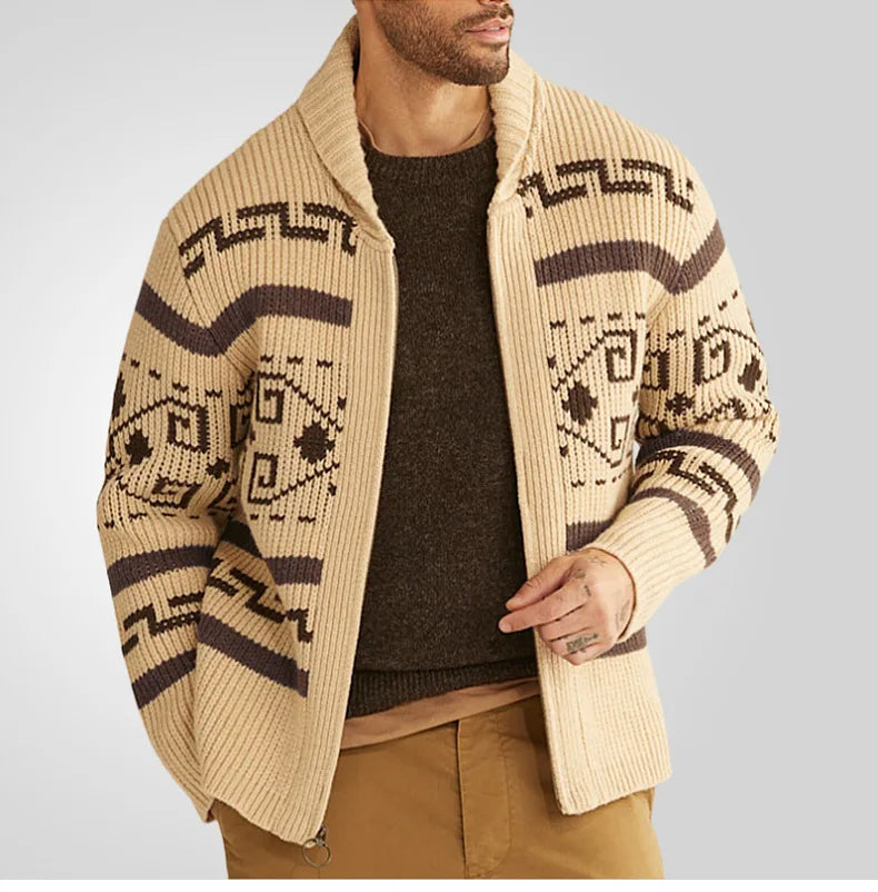 Ledley Men’s Cardigan | Patterned Knit Cardigan for Autumn