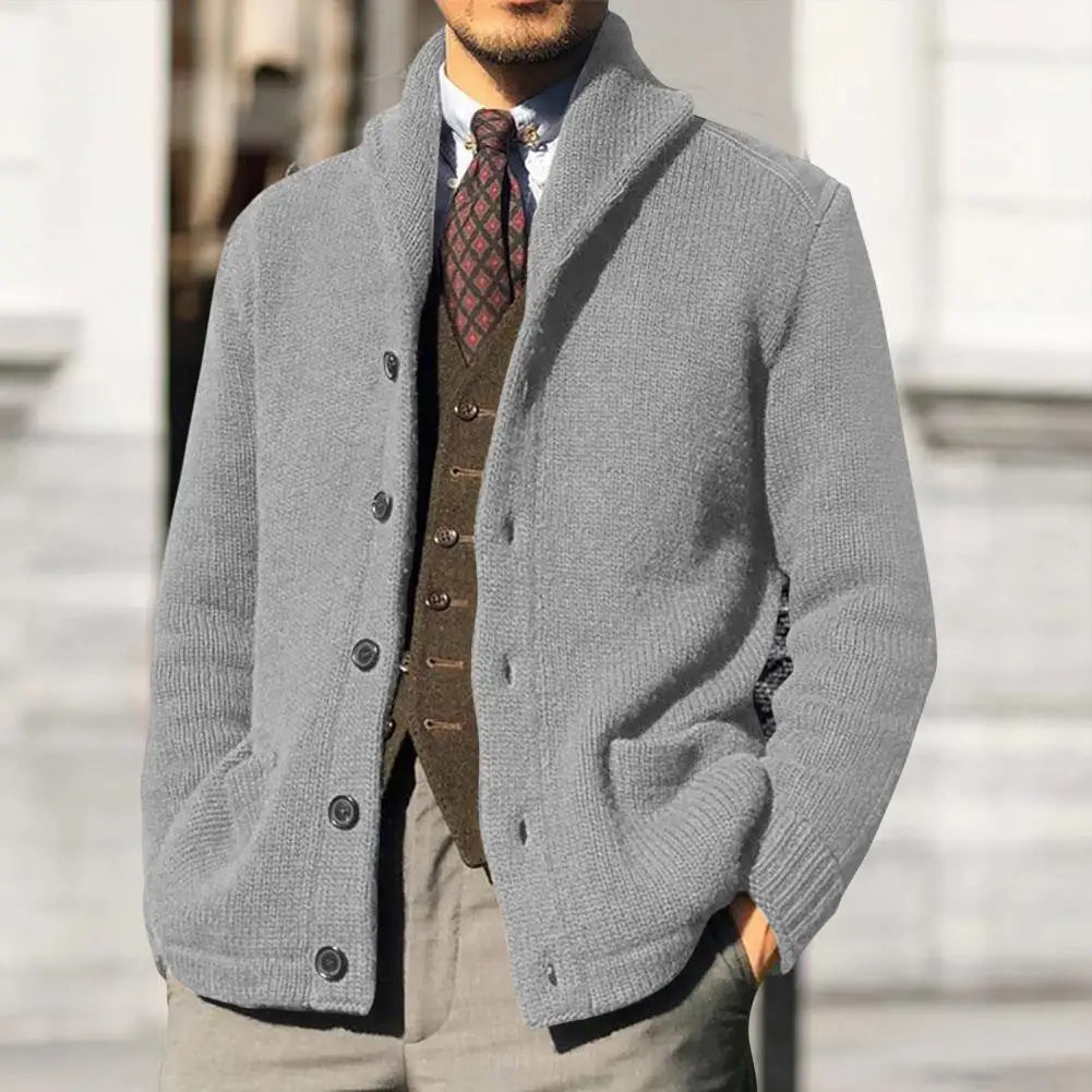 Matthias Men’s Cardigan | Wool-Blend Shawl Collar for Autumn