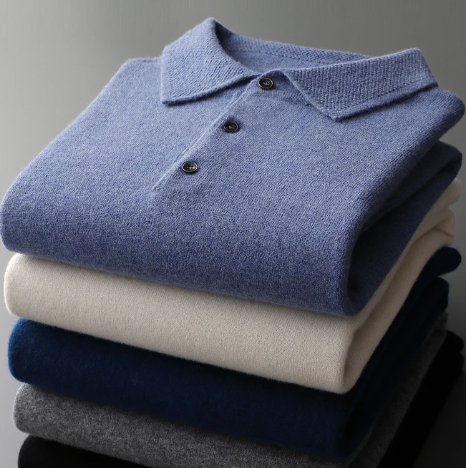 Jace Men’s Sweater | Knitted Polo Sweater with Collar and Button Placket for Autumn