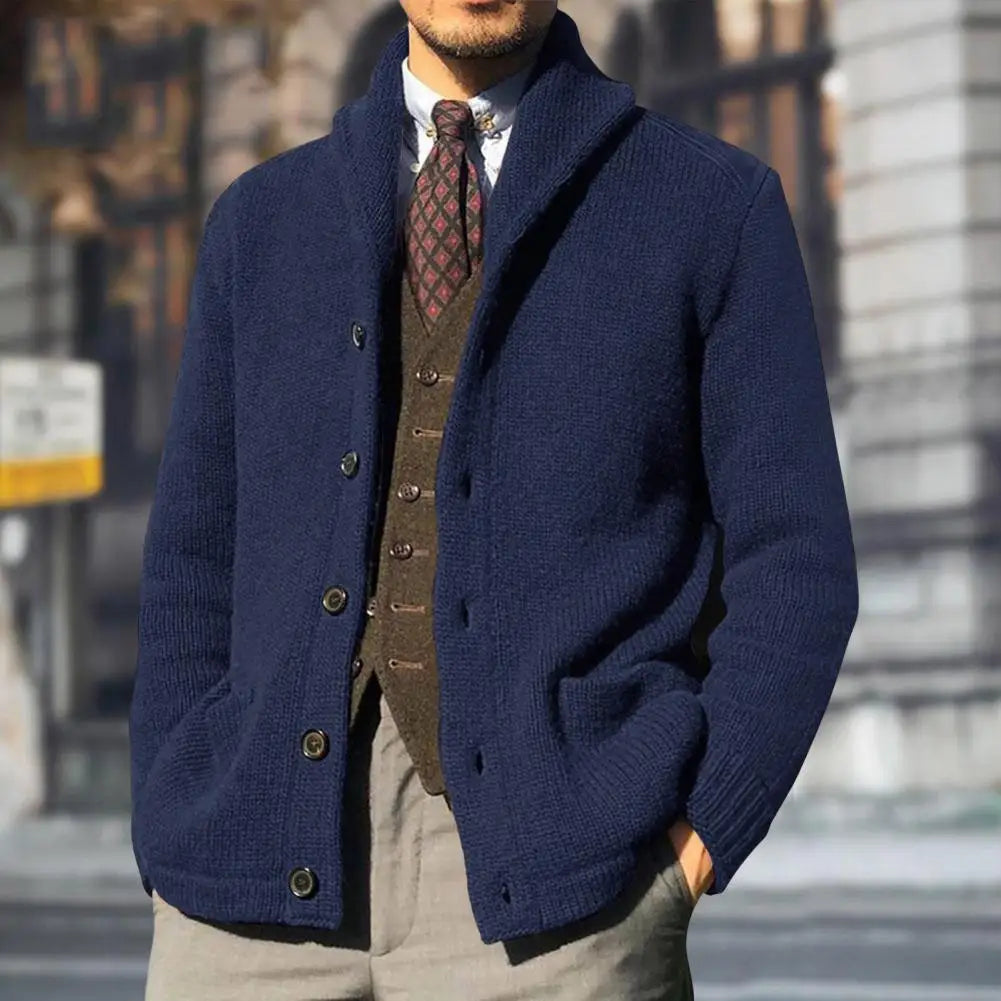 Matthias Men’s Cardigan | Wool-Blend Shawl Collar for Autumn
