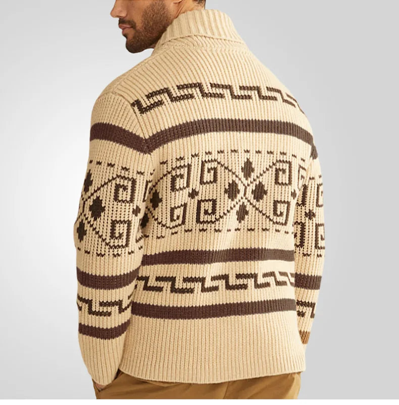 Ledley Men’s Cardigan | Patterned Knit Cardigan for Autumn