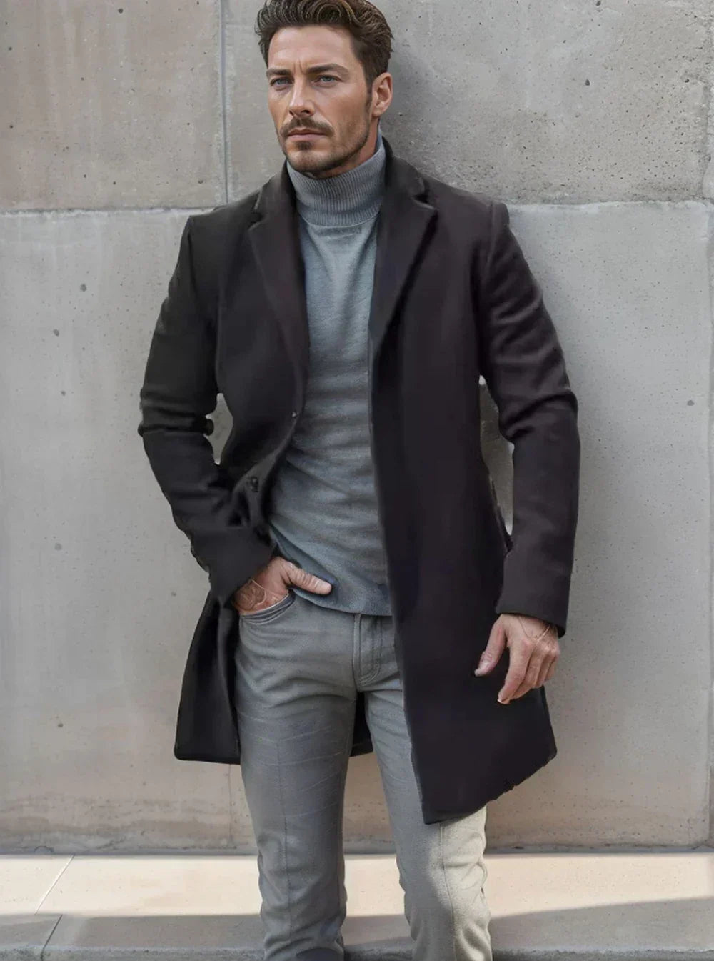 Langford Men’s Coat | Knee-Length Overcoat for Autumn