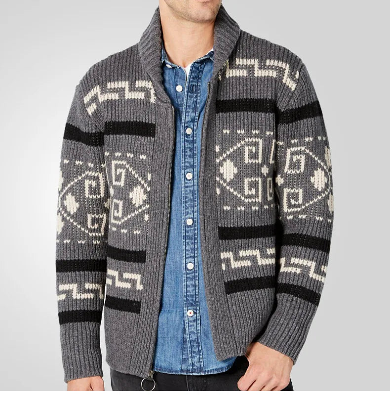 Ledley Men’s Cardigan | Patterned Knit Cardigan for Autumn