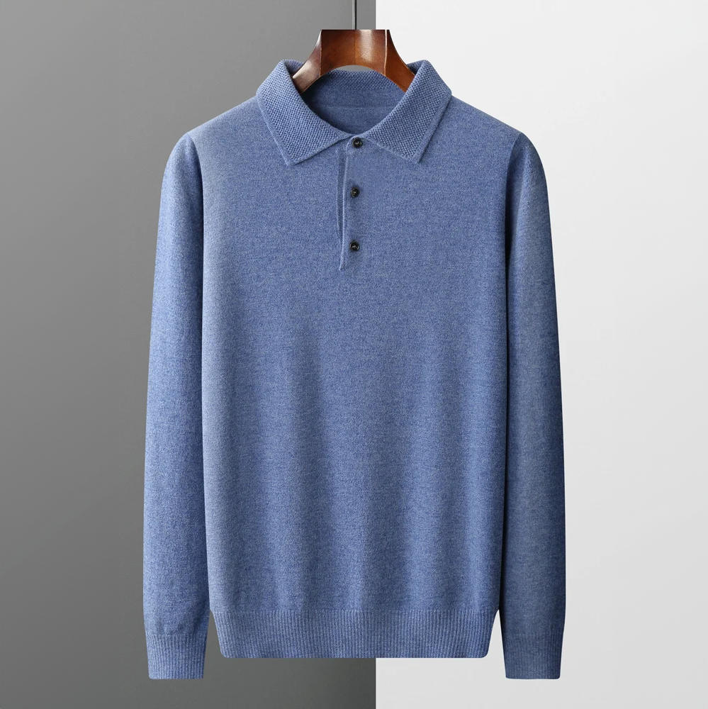 Jace Men’s Sweater | Knitted Polo Sweater with Collar and Button Placket for Autumn