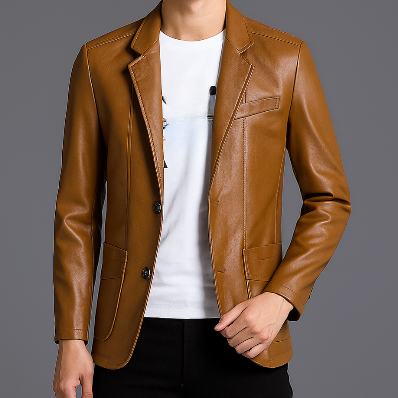 Leonardo Men’s Blazer | Button-Up Leather Blazer for Autumn