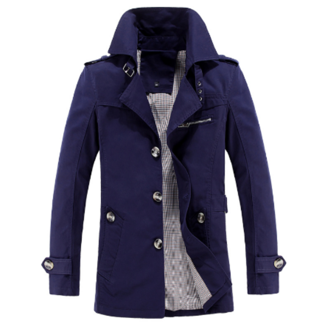 Lemar Men’s Coat | Long Belted Trench Coat for Autumn