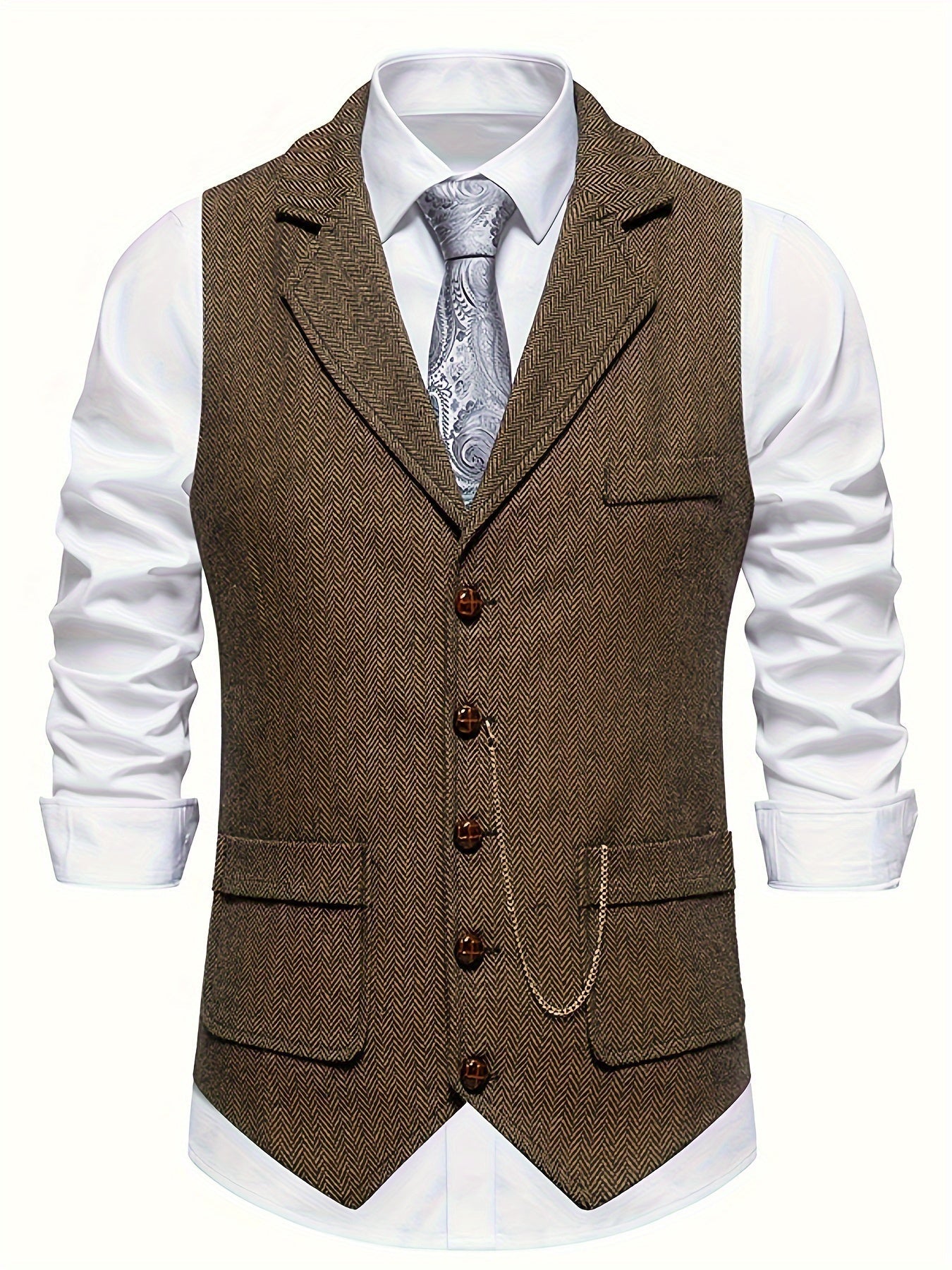 Keefe Vest | Men's Retro Herringbone Vest