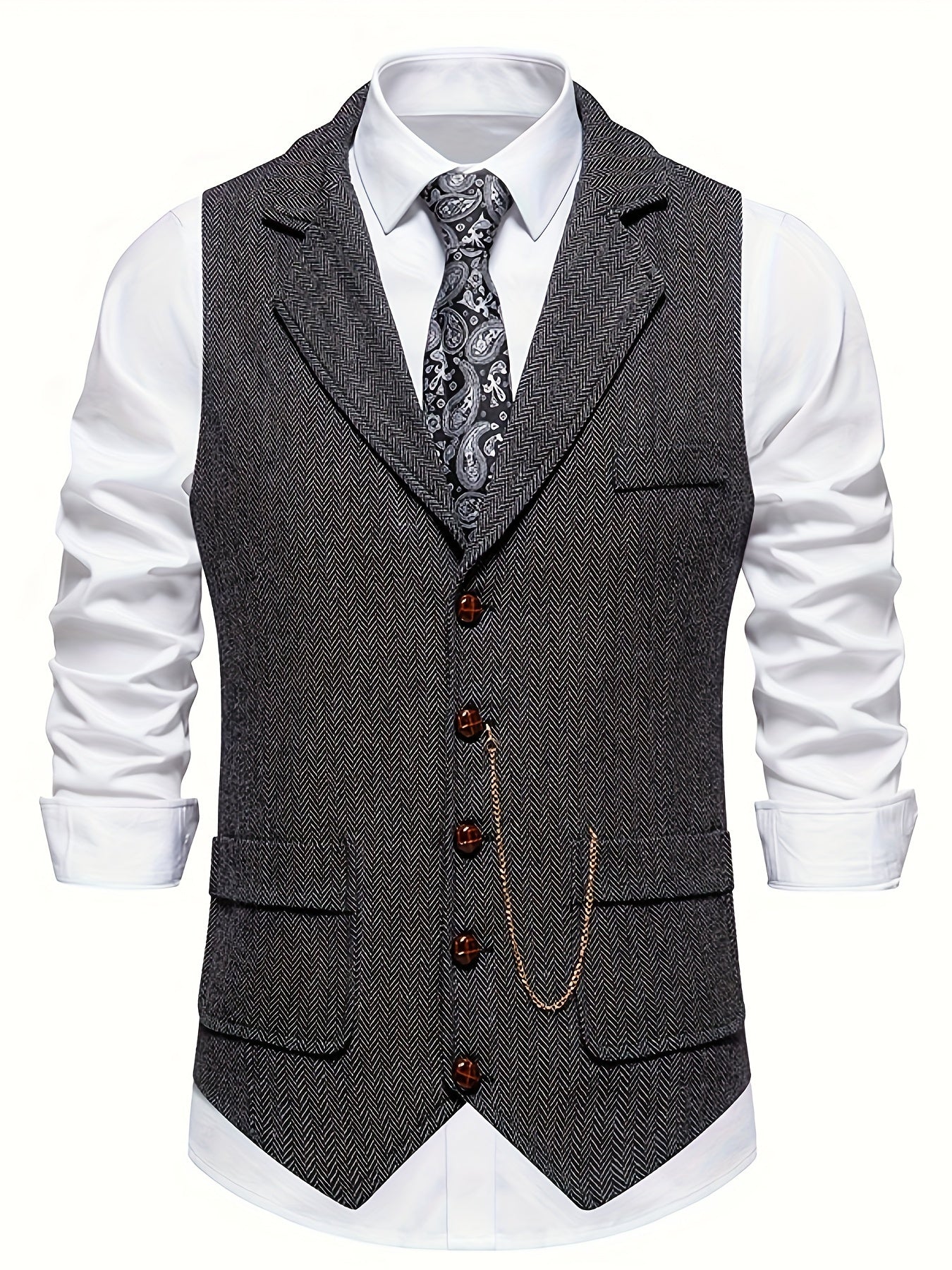 Keefe Vest | Men's Retro Herringbone Vest
