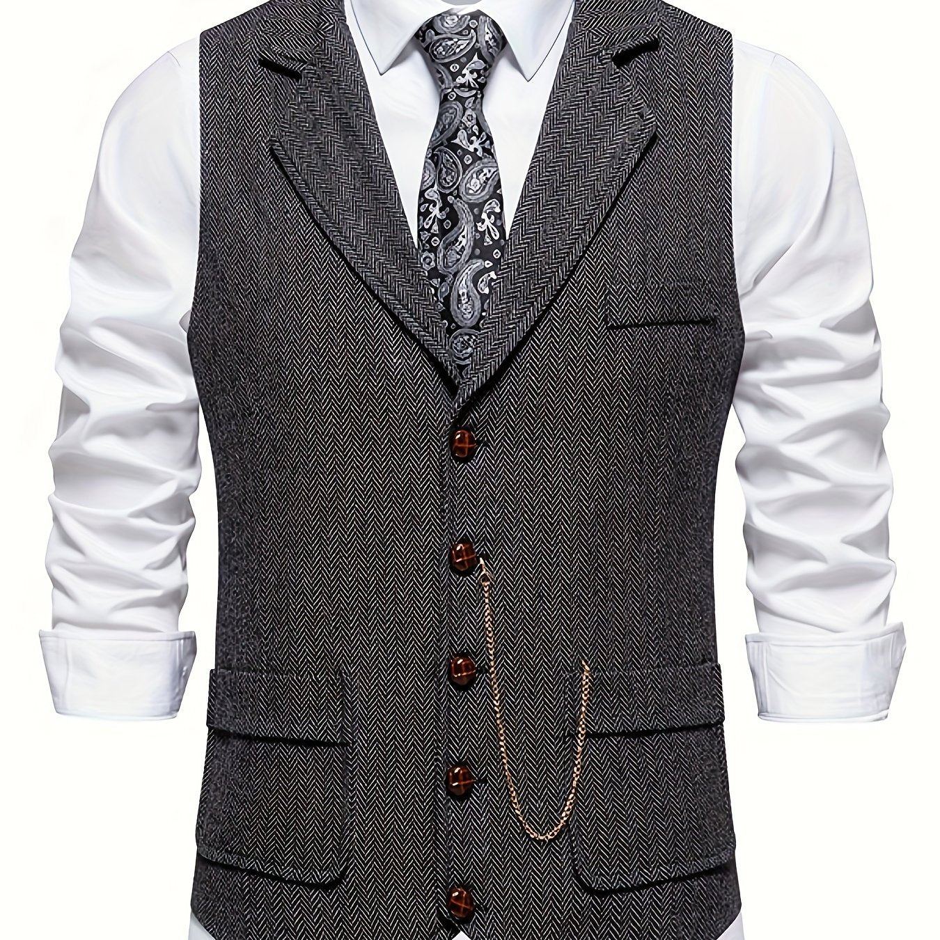 Keefe Vest | Men's Retro Herringbone Vest