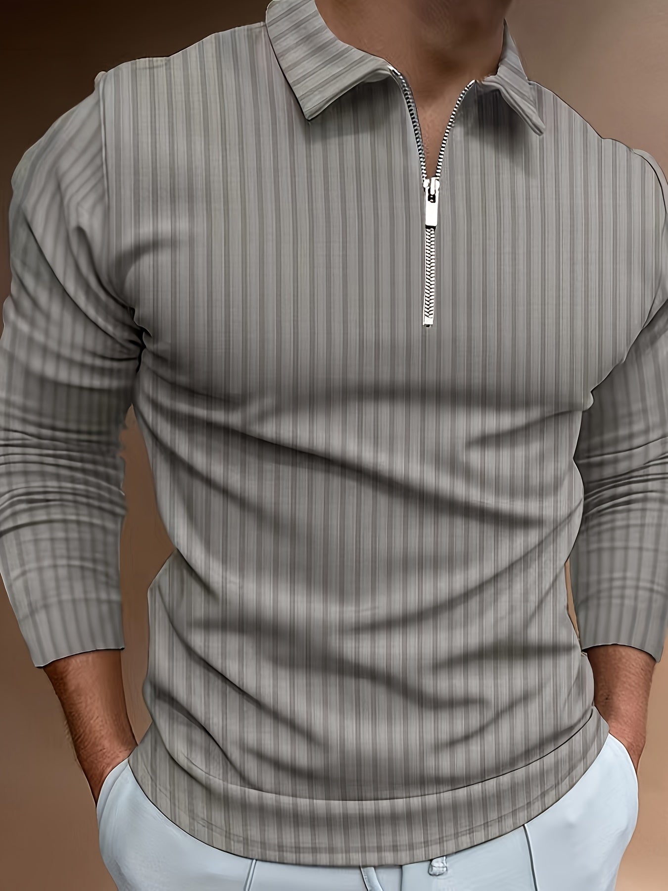 Kewin Shirt | Men's Ribbed Long Sleeve Polo Shirt for Autumn