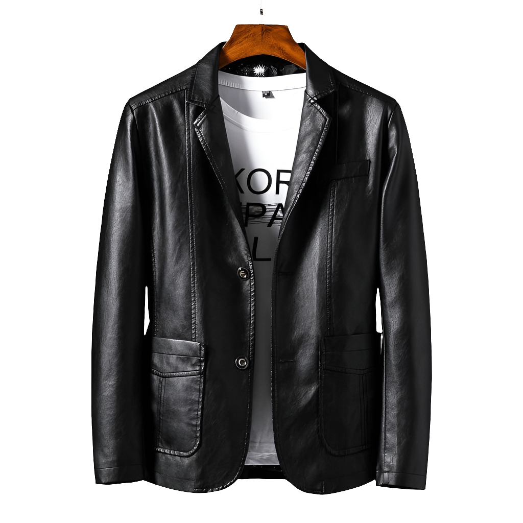 Leonardo Men’s Blazer | Button-Up Leather Blazer for Autumn