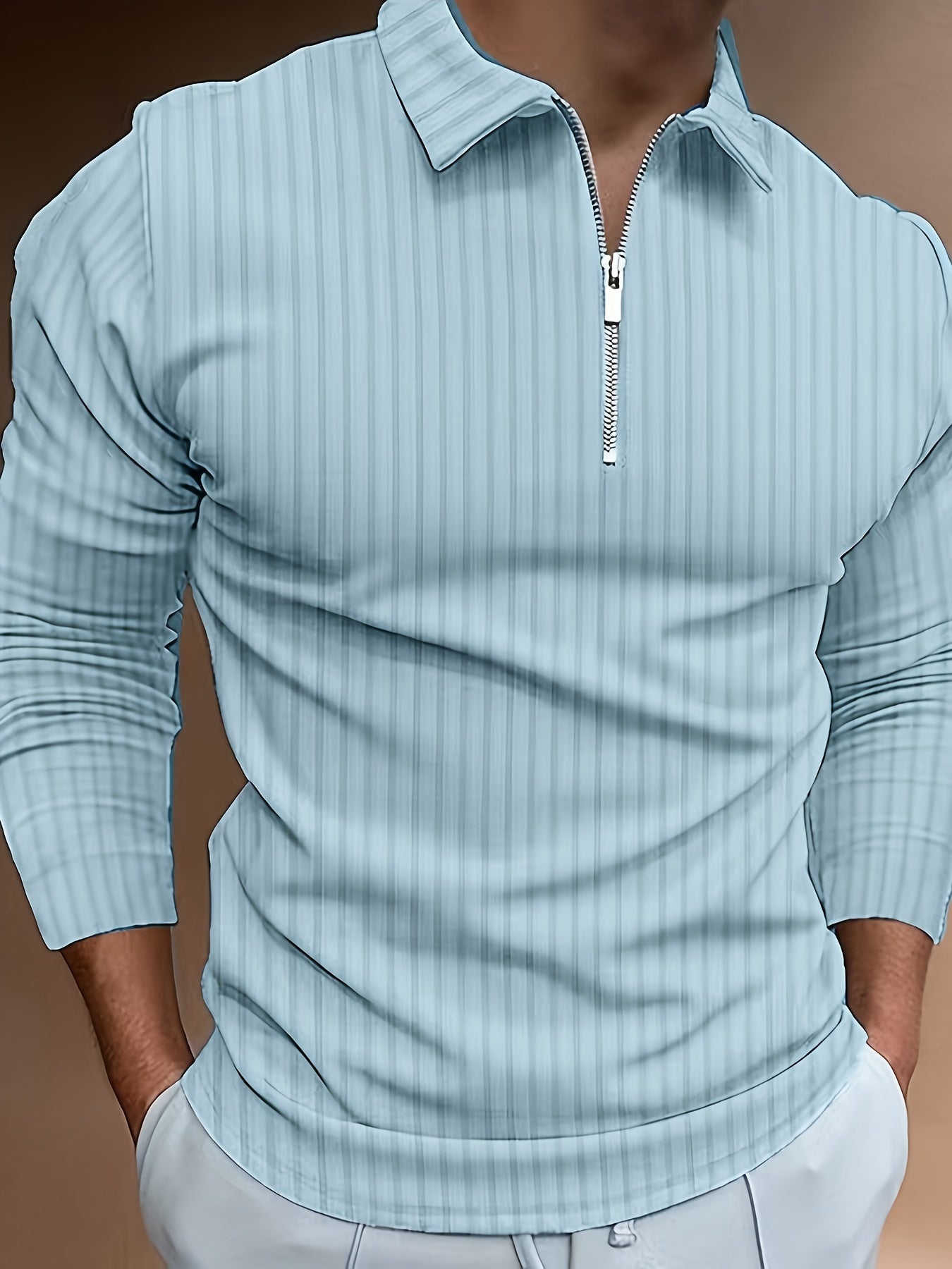 Kewin Shirt | Men's Ribbed Long Sleeve Polo Shirt for Autumn