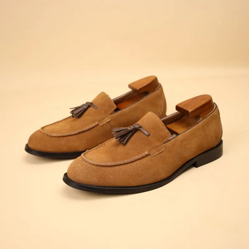 Kellan Loafers | Men's Leather Vintage Fringed Slip-On Shoes