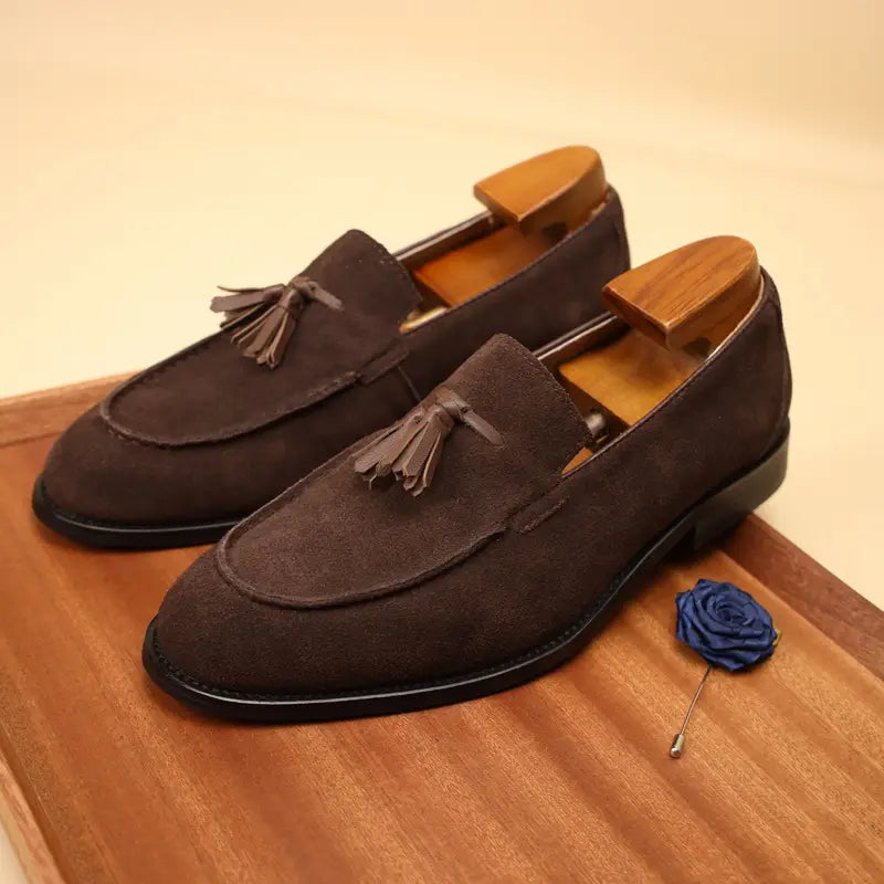 Kellan Loafers | Men's Leather Vintage Fringed Slip-On Shoes